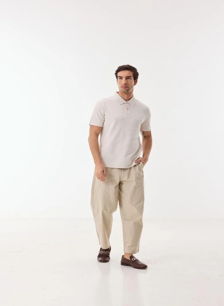 Ashita Fernandes  Short Sleeve Pique Polo Shirt-Off White for Men | Best Price UAE