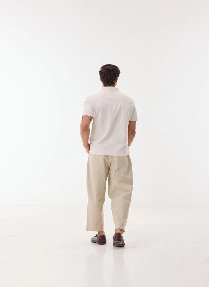 Ashita Fernandes  Short Sleeve Pique Polo Shirt-Off White for Men | Best Price UAE