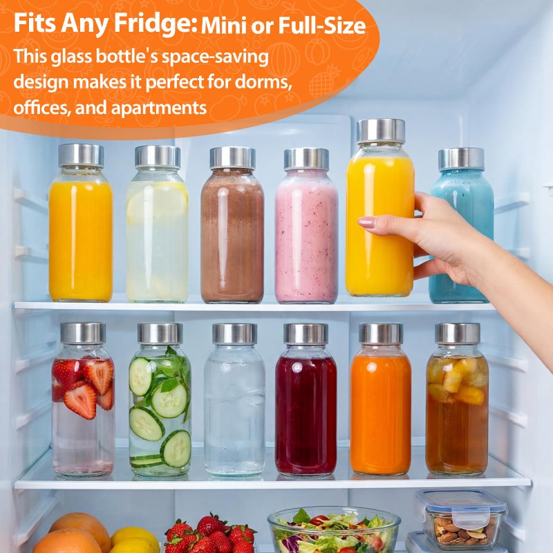 Luxfuel 8 oz Glass Water Bottles with Lids, 4 Pack Small Glass Juice Bottles with Stainless Steel Caps & Funnel, Leak-Proof Containers for Juicing, Milk, Ginger Shots, Smoothies, Wellness Drinks - Image 4