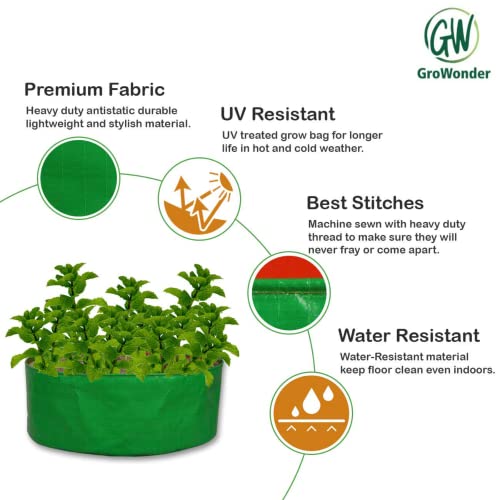 GroWonder Plant Grow Bags 15x15 inch, 230 GSM Strong, Terrace Gardening Vegetable Planting Pots, Plant Bags for Home Garden, Pack of 7 - Image 4