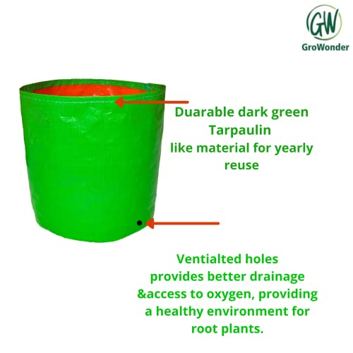 GroWonder Plant Grow Bags 15x15 inch, 230 GSM Strong, Terrace Gardening Vegetable Planting Pots, Plant Bags for Home Garden, Pack of 7 - Image 5