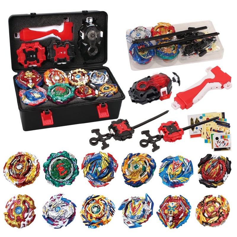 STJOYOPY Battling Top Set 12 Spinning Tops 3 Two Way Launchers 1 Handle Gyro Game with Storage Box Gift for KidsBoys - Image 2