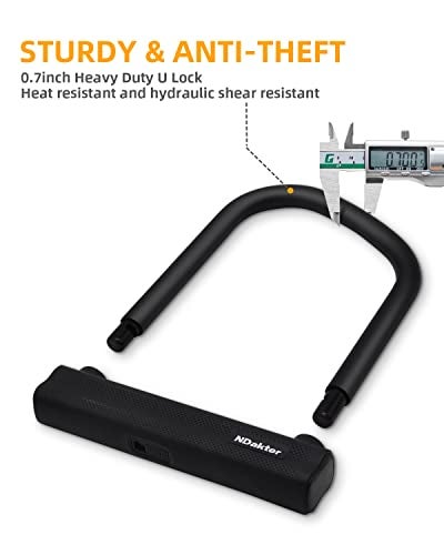 NDakter Bike Locks Heavy Duty Anti Theft, Bicycle U Lock for Ebike, 18mm Shackle, 6FT Steel Security Cable with 3 Keys for Electric Escooter, Motorcycle, Moped, Dirt-Bike, Tri-Bike Wheel Lock Sturdy - Image 4