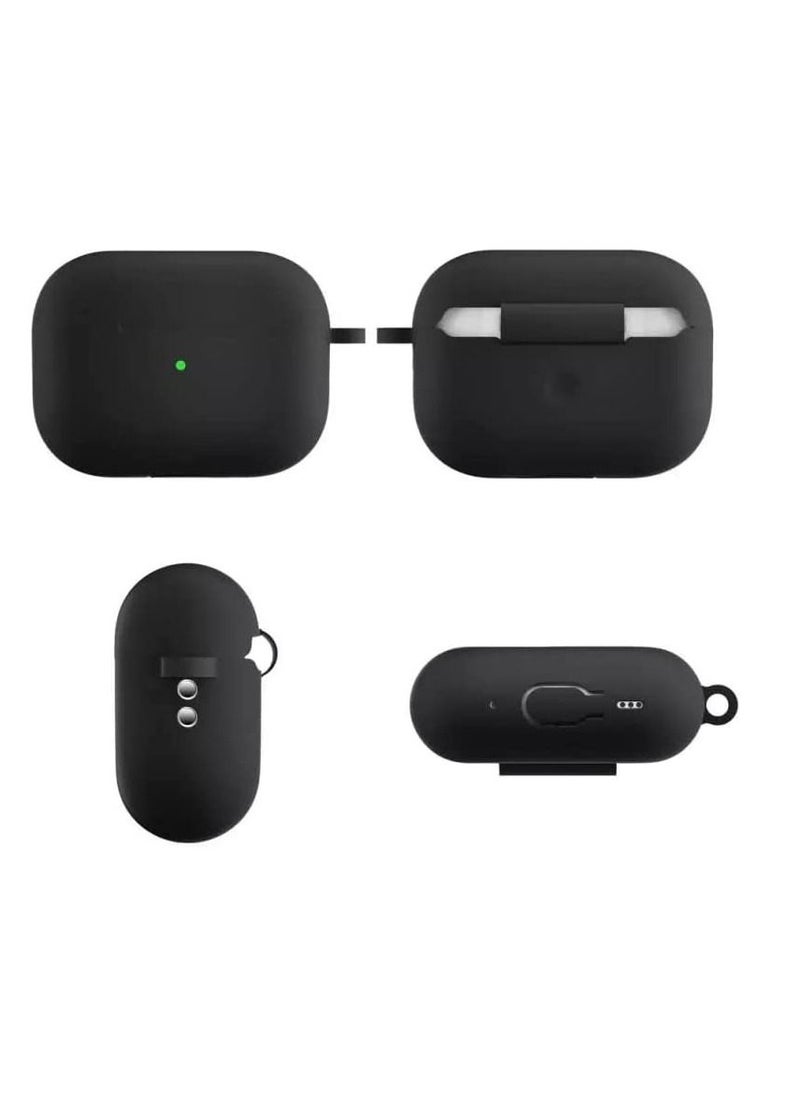 Generic - AirPods Pro 2 2nd Generation Case Cover with Keychain, Soft Silicone Skin Case Cover Full Protective Front LED Visible (Black) - Image 1