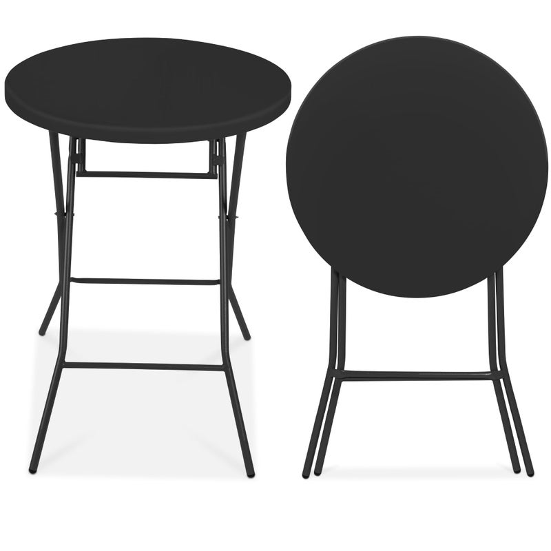 Best Choice Products Best Choice Products 32in Bar Height Folding Table Round Indoor Outdoor Accessory for Patio Backyard Dining Room Events wThick Table Top Metal Frame Locking Legs 330lb Weight Capacity  Black