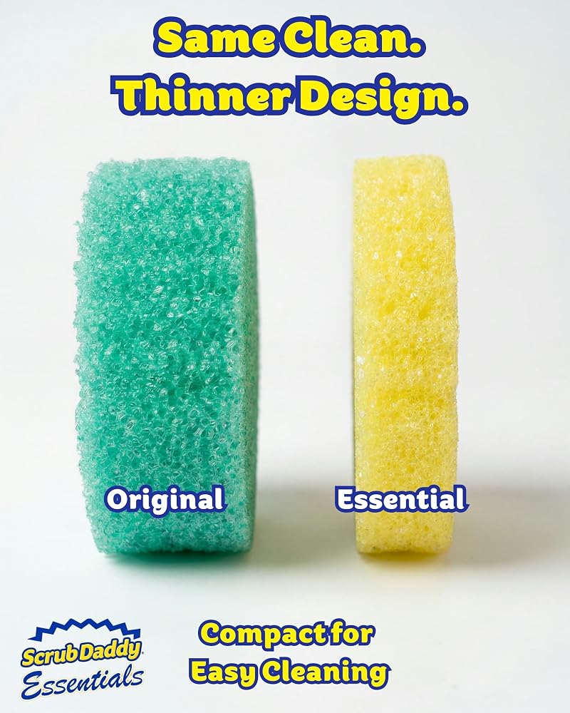 سكراب دادي منتجات Scrub Daddy Essentials للمطبخ: فرشاشات غسيل، فرشاشات مضادة للخدوش، منتجات تنظيف مقاومة للروائح، مناسبة للاستخدام في غسالة الأطباق، عبوة تحتوي على 4 قطع - Image 2
