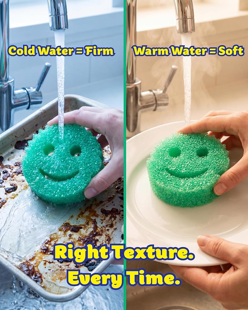 سكراب دادي منتجات Scrub Daddy Essentials للمطبخ: فرشاشات غسيل، فرشاشات مضادة للخدوش، منتجات تنظيف مقاومة للروائح، مناسبة للاستخدام في غسالة الأطباق، عبوة تحتوي على 4 قطع - Image 3