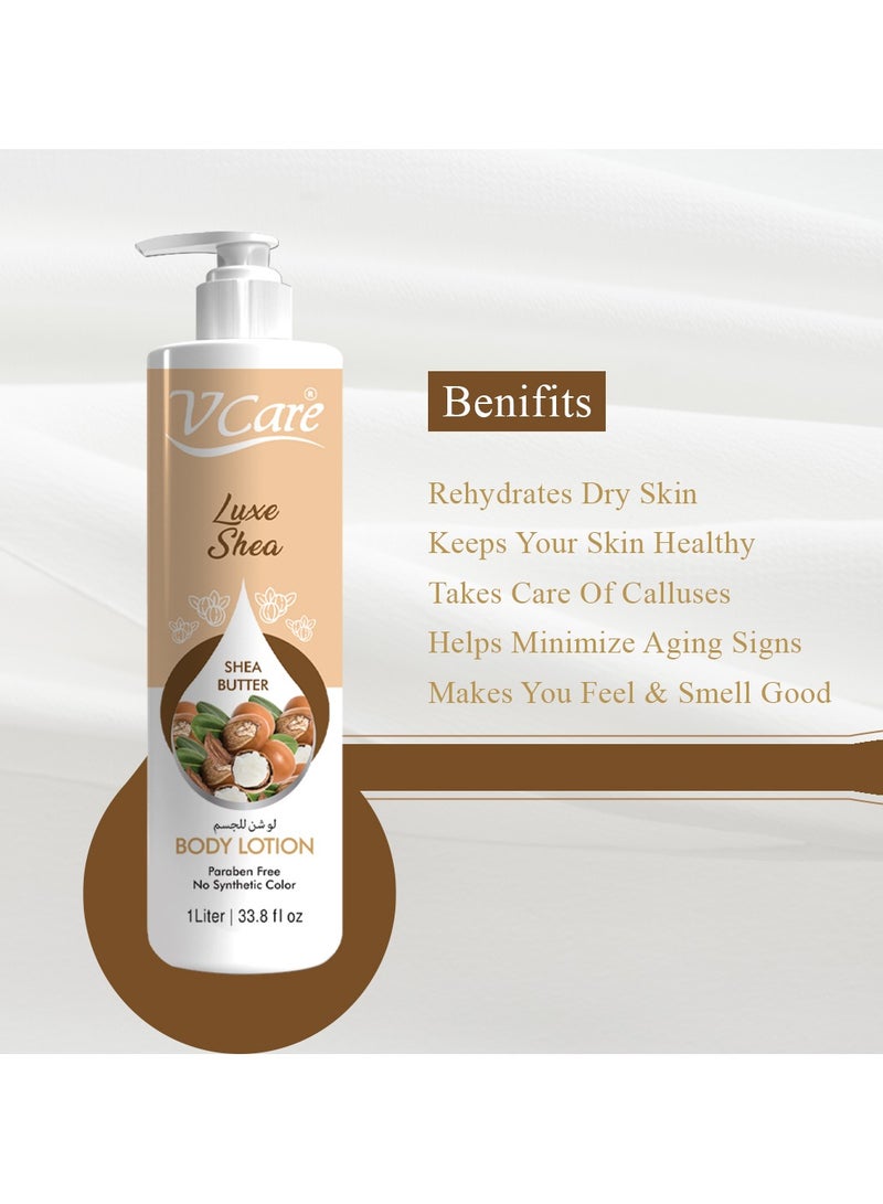 VCare V Care Shea Butter Extract Body Lotion 1 Liter  Ultra Nourishing  Intense Moisture and Silky Softness  - Image 4