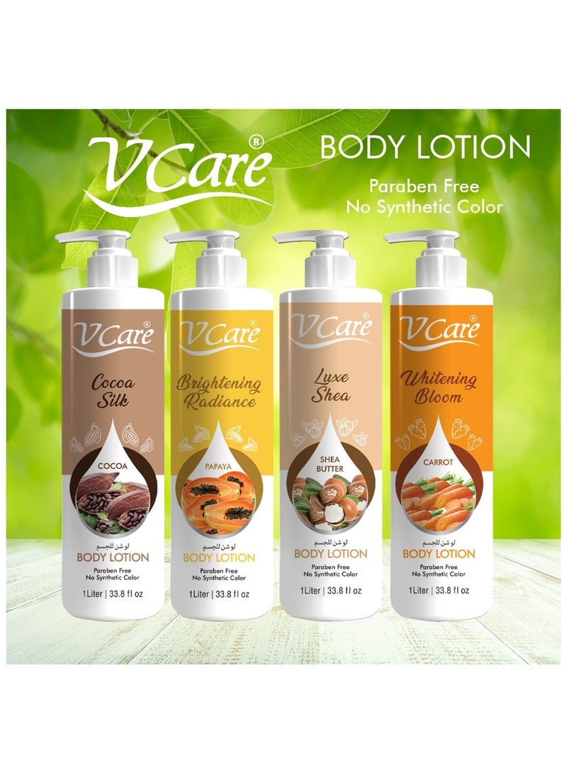 V Care Shea Butter Extract Body Lotion 1 Liter  Ultra Nourishing  Intense Moisture and Silky Softness