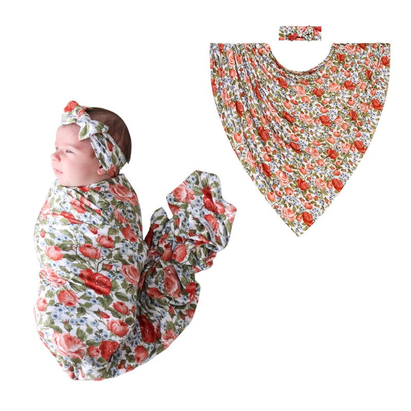 Posh Peanut Swaddle Blanket + Headband Set - Soft Newborn Swaddle Doubles As a Stroller, Receiving Blanket, and Nursing Cover - Matching Baby Swaddles & Headbands for Everyday - Image 1