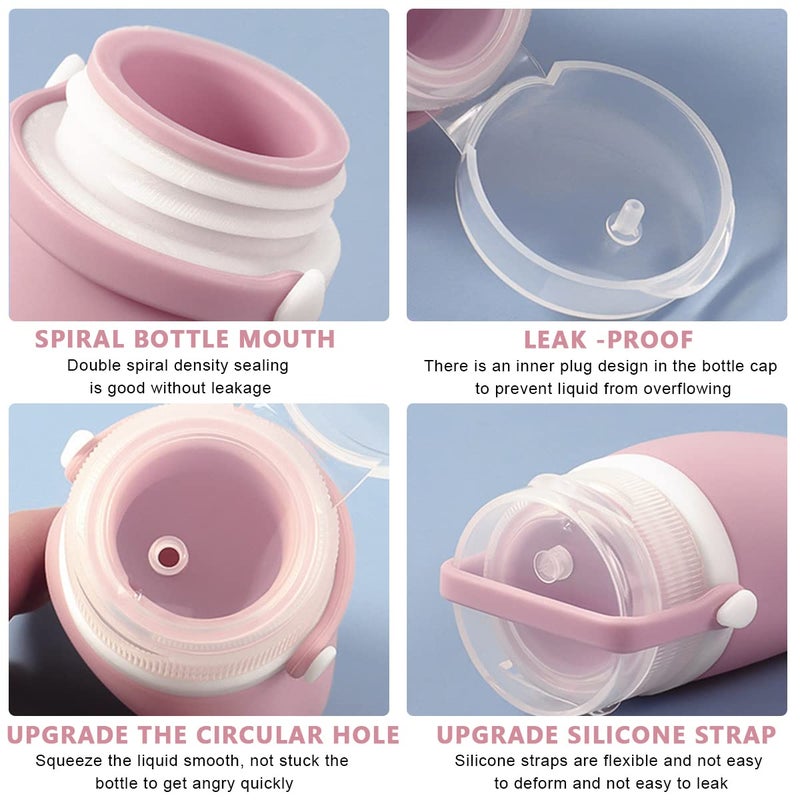 M'AYCREATE MAYCREATE® 3pcs Travel Toiletries Bottles Kit 90ML Silicone Toiletries Containers with Leakproof Lid, Refillable Body Lotion Dispenser Bottle for Shampoo, Conditioner, Gel, Body Wash - Image 4