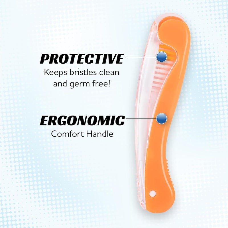 Lingito Travel Toothbrushes - Medium, Mini with Cover, Camping, Folding Travel Size, Adults Kit (4 Pack) - Image 4