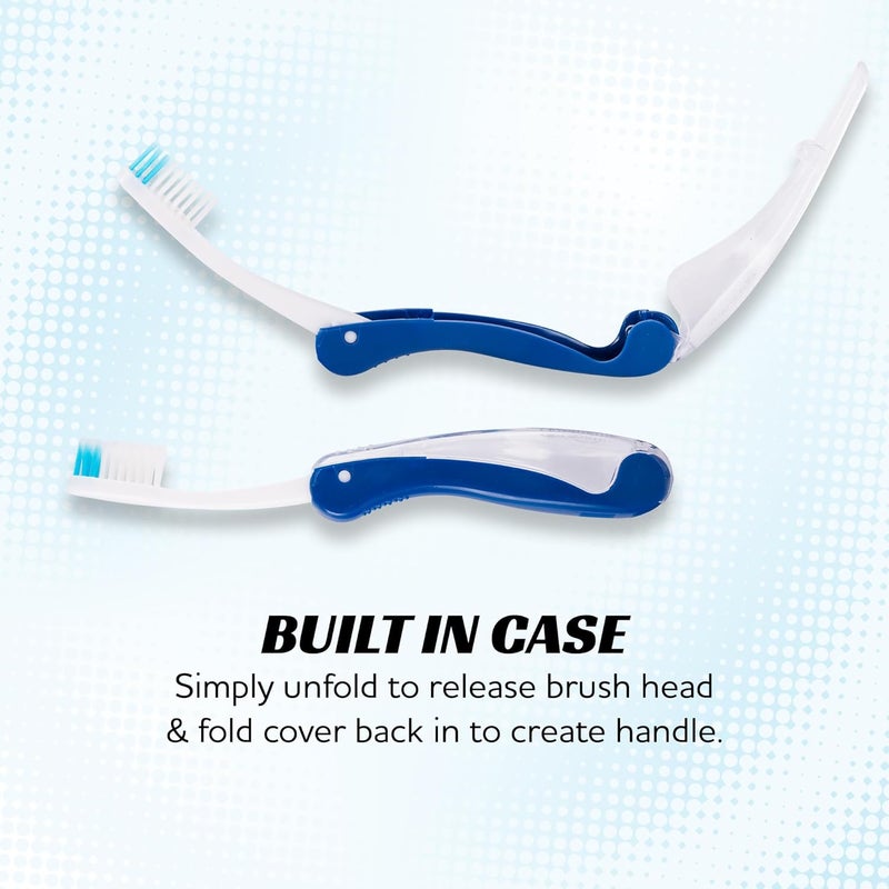 Lingito Travel Toothbrushes - Medium, Mini with Cover, Camping, Folding Travel Size, Adults Kit (4 Pack) - Image 5