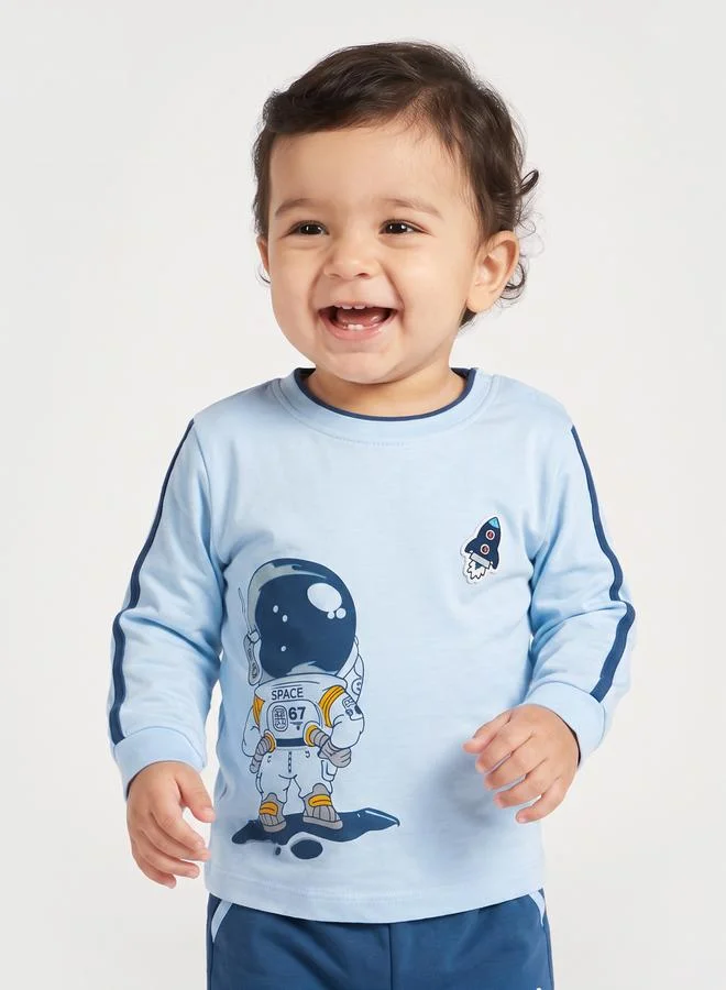 Styli Baby Boys Blue Astronaut T-Shirt And Joggers Set