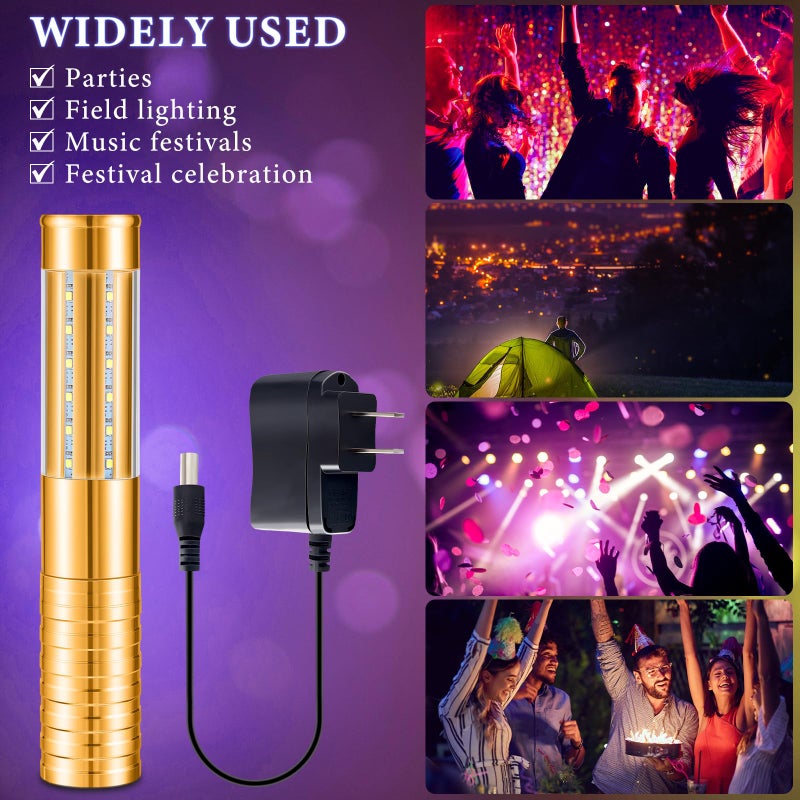 Civaner Upgrade 4 Pcs Bottle Service Lights LED Strobe Baton Bottle Girl Lights Rechargeable Handheld Flashing Club Signs for Birthday Wedding Party(Gold White Light) - Image 4