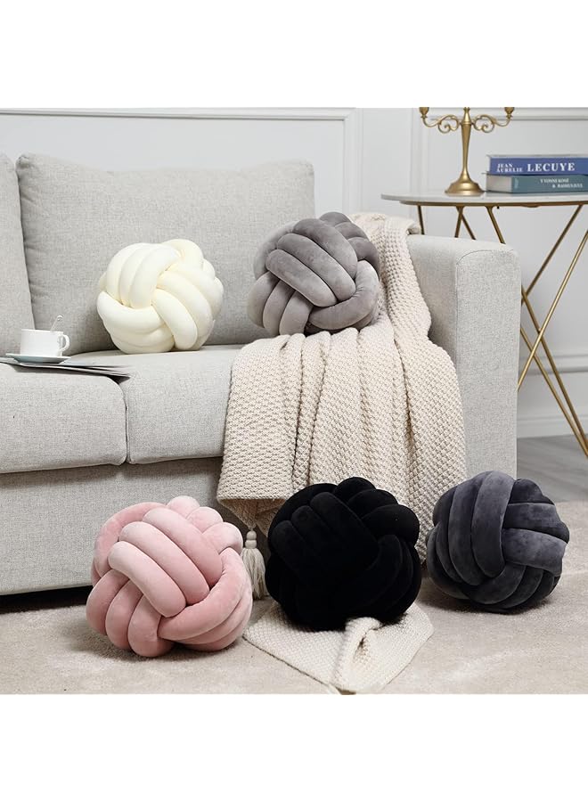 erorex Knot Pillows Ball Round Throw Pillows Home Decor Cushion Decorative Aesthetic Throw Pillows Soft Stress Relieving Cute Decorative Knotted Pillows For Bed Sofa Bedroom Decor 11Inch Gray - Image 4