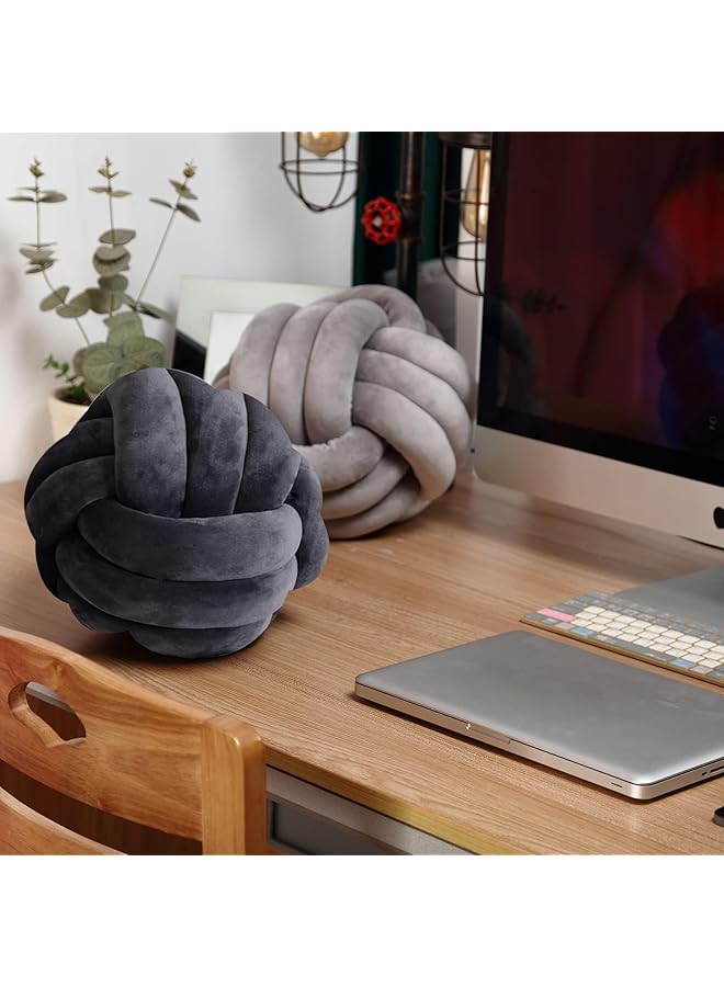erorex Knot Pillows Ball Round Throw Pillows Home Decor Cushion Decorative Aesthetic Throw Pillows Soft Stress Relieving Cute Decorative Knotted Pillows For Bed Sofa Bedroom Decor 11Inch Gray - Image 5