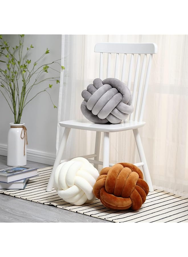 erorex Knot Pillows Ball Round Throw Pillows Home Decor Cushion Decorative Aesthetic Throw Pillows Soft Stress Relieving Cute Decorative Knotted Pillows For Bed Sofa Bedroom Decor 11Inch Gray - Image 2