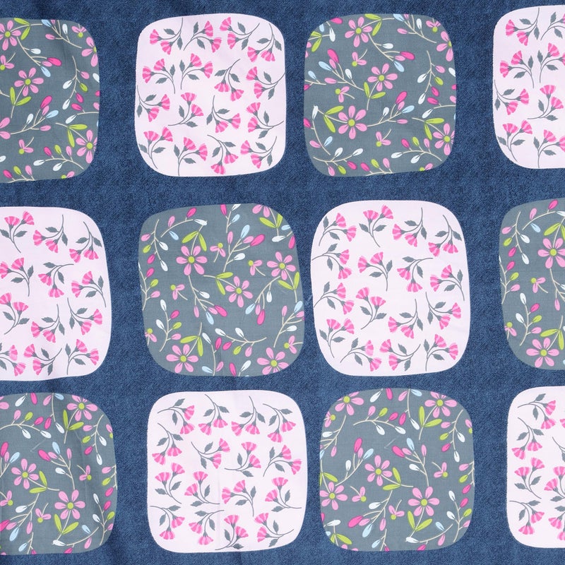 Skyla Bedsheet for Double Size Bed | 186 TC | Pink & Blue Geometrical | Printed | 1 Piece Cotton bedsheet for Double Size Bed with 2 Pillow Covers (228 x 254 cm) Perfect for Home Decor & Gifting - Image 3