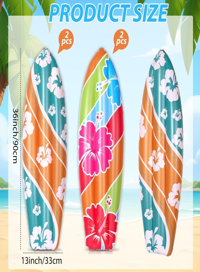QOUBAI 4 Pcs Inflatable Surf Boards 36 Inch Flowers Blow up Pool Floats - Image 2