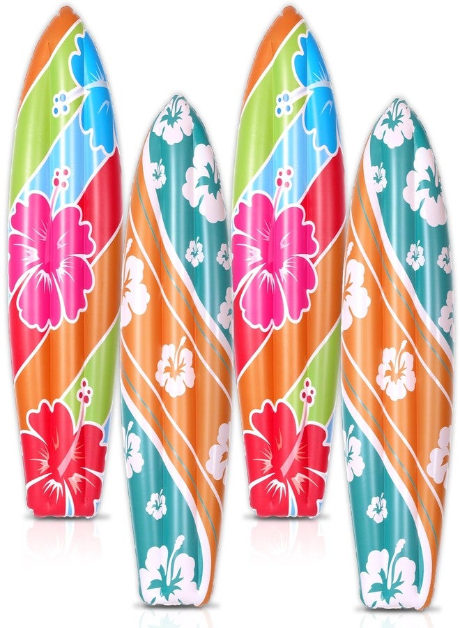 QOUBAI 4 Pcs Inflatable Surf Boards 36 Inch Flowers Blow up Pool Floats - Image 1