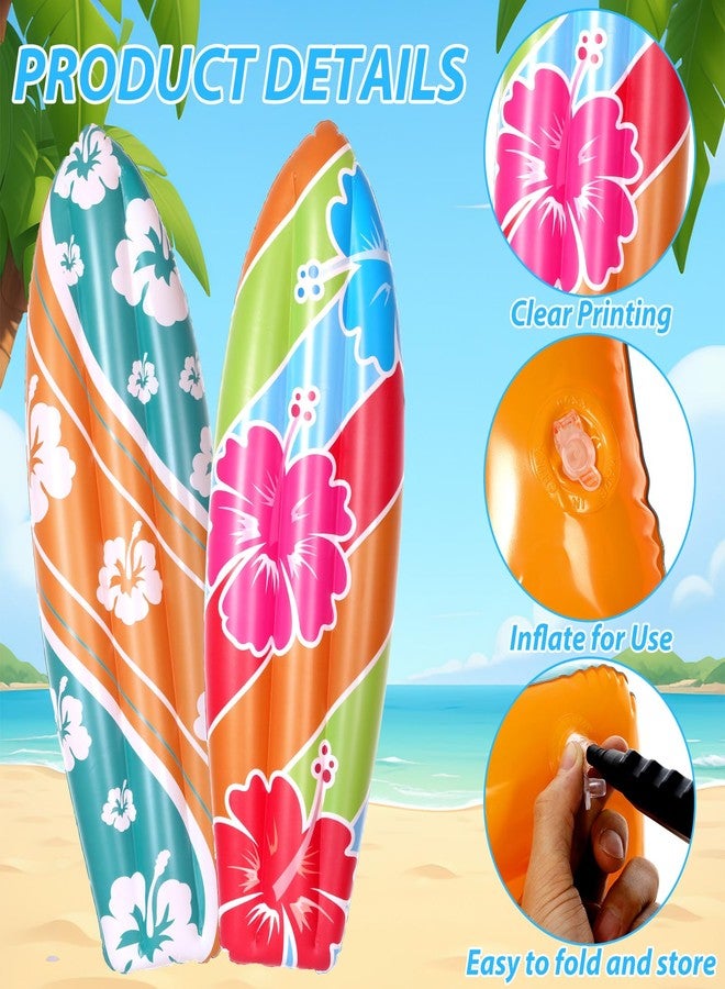 QOUBAI 4 Pcs Inflatable Surf Boards 36 Inch Flowers Blow up Pool Floats - Image 3