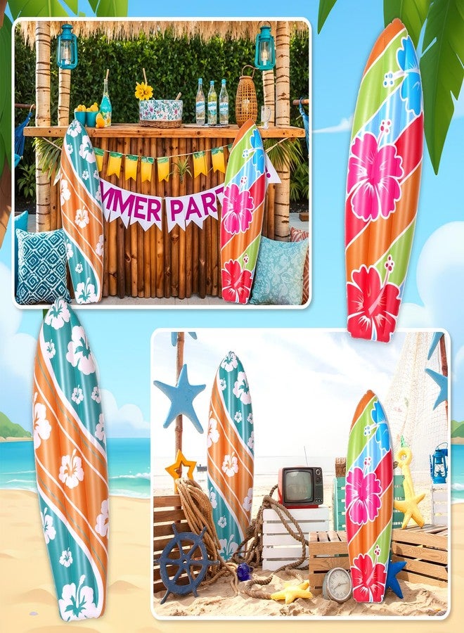 QOUBAI 4 Pcs Inflatable Surf Boards 36 Inch Flowers Blow up Pool Floats - Image 5