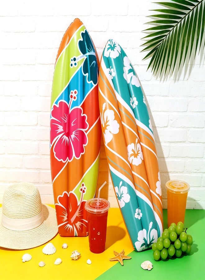 QOUBAI 4 Pcs Inflatable Surf Boards 36 Inch Flowers Blow up Pool Floats - Image 4