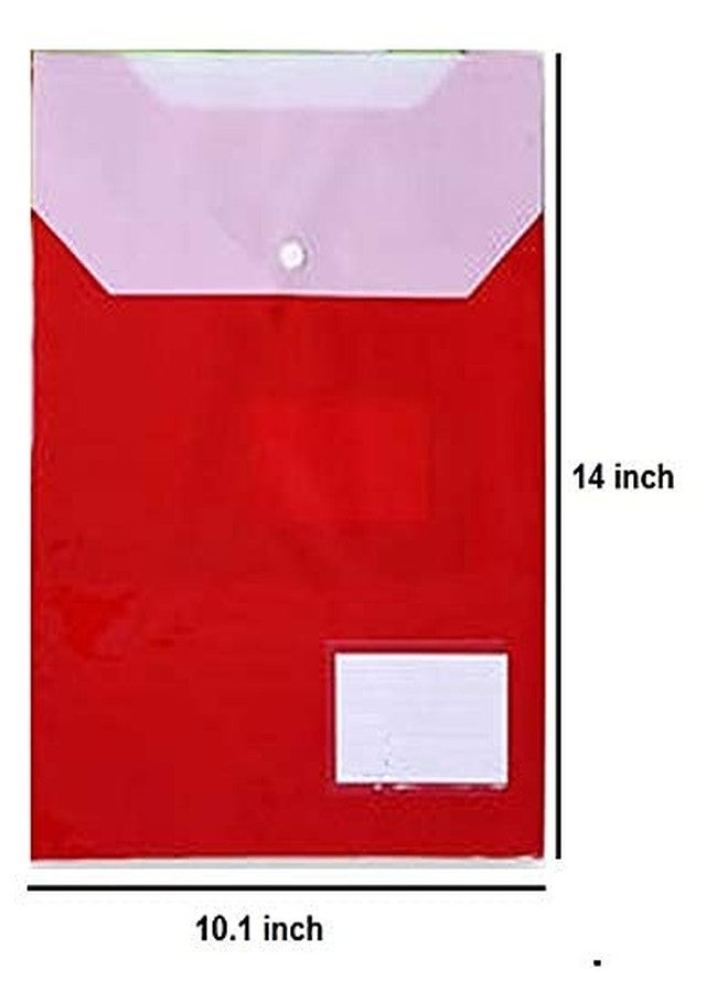 Peeplvalue 6 Pcs. A4/Legal Top Opening Twin Pocket Document File Bag, Colored Envelope Holder Storage Case, Snap Button Organizer, My Clear Plastic Container - Image 3