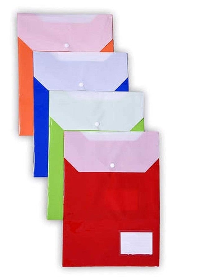 Peeplvalue 6 Pcs. A4/Legal Top Opening Twin Pocket Document File Bag, Colored Envelope Holder Storage Case, Snap Button Organizer, My Clear Plastic Container - Image 1