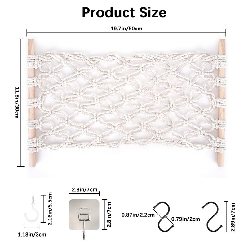 DIBALIYI Fruit Basket Hammock Under Cabinet Adhesive, Woven Vegetable Hanging Basket, Fruit Storage for Kitchen with Banana Hook, Mesh Fruits Holder Organization for Home Dining Room Decor (1Pcs) - Image 2