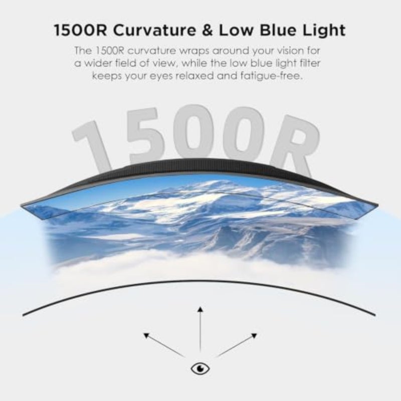 شاشة ألعاب منحنية 49 بوصة، شاشة DQHD 5120x1440 فائقة العرض، شاشة كمبيوتر 165 هرتز 1 مللي ثانية VA، شاشة منحنية 1500R مع HDMI x2، منفذ DisplayPort، Type-C، محور USB، مكبرات صوت، حامل قابل للتعديل - Image 5