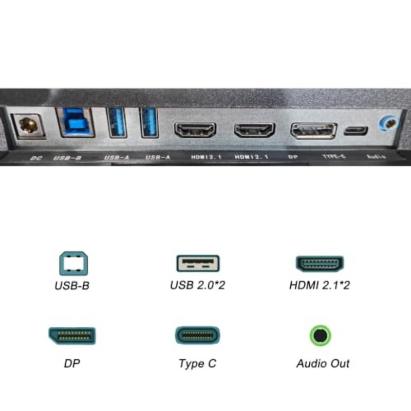 شاشة ألعاب منحنية 49 بوصة، شاشة DQHD 5120x1440 فائقة العرض، شاشة كمبيوتر 165 هرتز 1 مللي ثانية VA، شاشة منحنية 1500R مع HDMI x2، منفذ DisplayPort، Type-C، محور USB، مكبرات صوت، حامل قابل للتعديل - Image 3