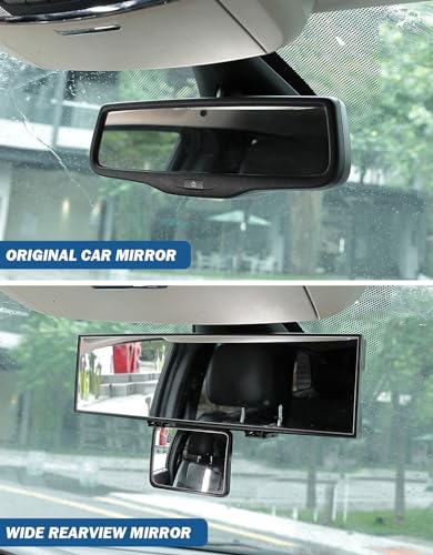 JOYTUTUS Car Rear View Mirror with Baby Mirror Universal 11 Inch Panoramic Convex Rearview ClipOn Wide Angle Rear View Reduce Blind Spot Effectively for Car and Can Keep an Eye on the Back Seat - Image 3