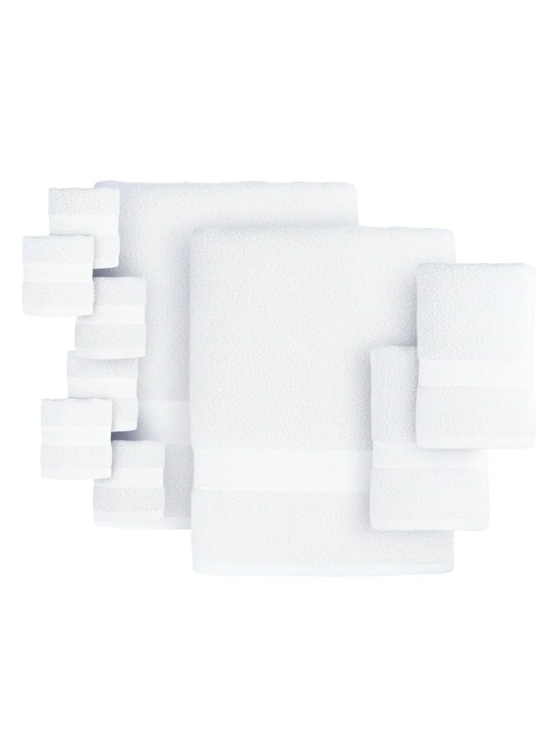 1Chase white 10-Piece 100% Cotton Towel Set – 600 GSM Luxury White Bath, Hand & Wash Towels  | Best Price UAE