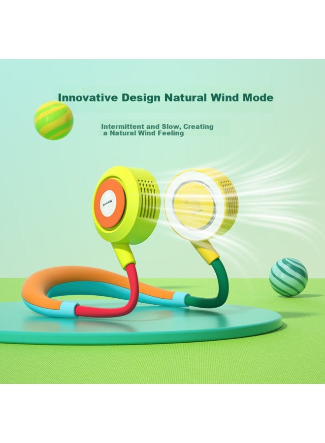Newmine Neck Fan Bluetooth Speaker [children's Travel] Bladeless Fan Portable Storyteller Wind-cooled Long Battery Life Silent Neck-hanging Usb Student Mini Fan Trendy Color - Image 4