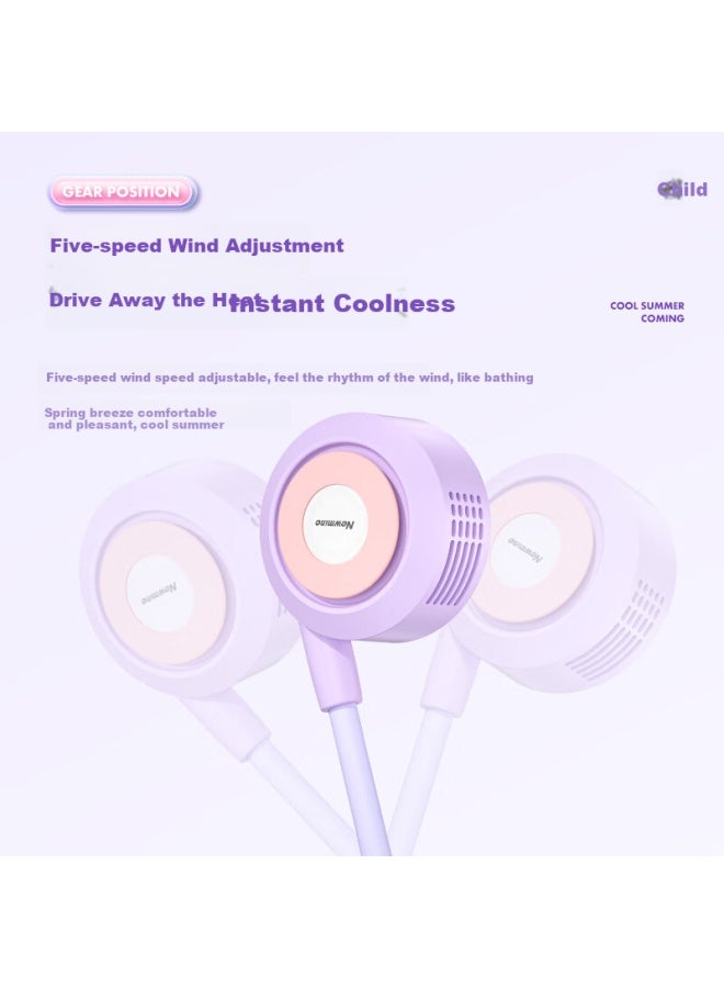 Newmine Neck Fan Bluetooth Speaker [children's Travel] Bladeless Fan Portable Storyteller Wind-cooled Long Battery Life Silent Neck-hanging Usb Student Mini Fan Trendy Color - Image 3