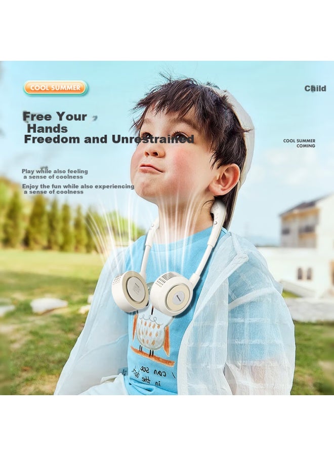 Newmine Neck Fan Bluetooth Speaker [children's Travel] Bladeless Fan Portable Storyteller Wind-cooled Long Battery Life Silent Neck-hanging Usb Student Mini Fan Trendy Color - Image 1