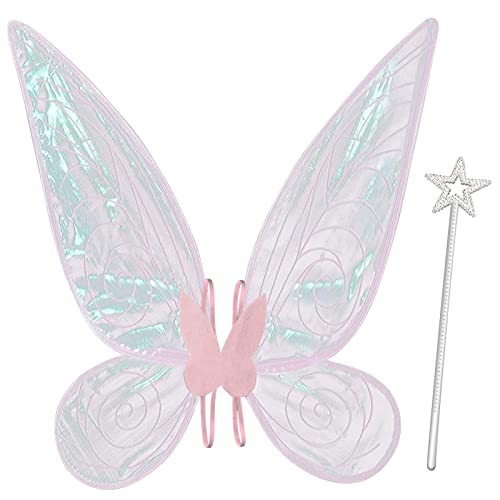 quescu Fairy Wings for AdultsButterfly Wings for GirlsAngel WingsFairy Costume for Women Halloween Dress Up Party Favor Pink - Image 1