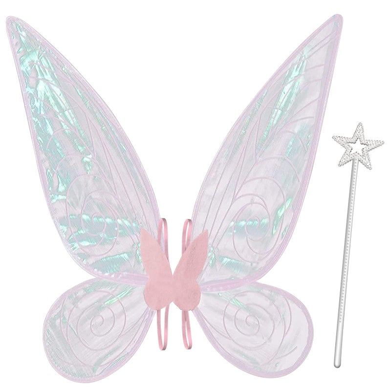 quescu Fairy Wings for AdultsButterfly Wings for GirlsAngel WingsFairy Costume for Women Halloween Dress Up Party Favor Pink - Image 2