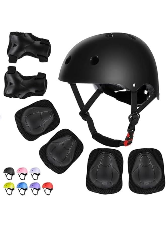 هوكور مجموعة خوذة دراجة للاطفال من بلورفوكس، وسادات للركبة ولوح التزلج، مجموعة معدات واقية قابلة للتعديل للبنات والاطفال من 3-10 خوذة، وسادات كوع وواقيات معصم للرياضة وركوب الدراجات والتزلج على الجليد - Image 1