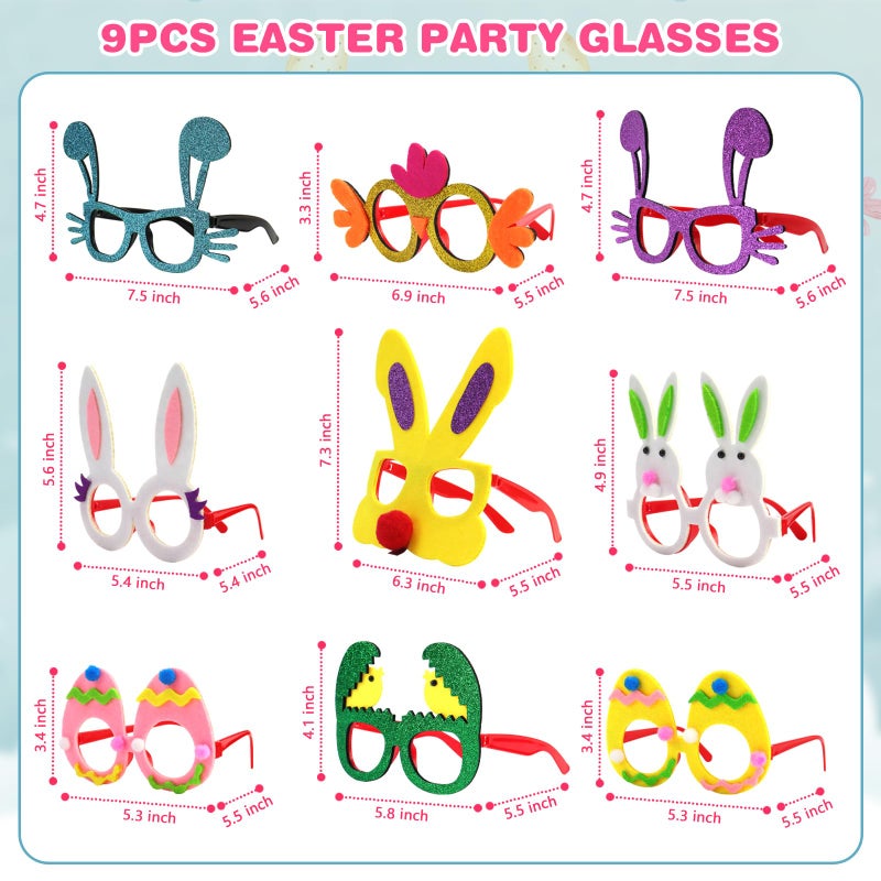 Oiuros 18PCS Easter Headbands Set â€“ Bunny Ears & Glasses Frame Kit with Chick Egg Decor, Party Favors Photo Booth Props for Kids Adults - Image 3