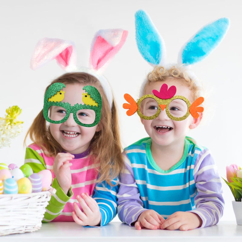 Oiuros 18PCS Easter Headbands Set â€“ Bunny Ears & Glasses Frame Kit with Chick Egg Decor, Party Favors Photo Booth Props for Kids Adults - Image 5