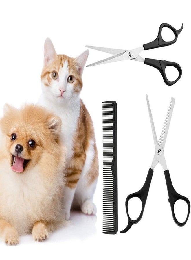 Hot Hairs Stainless Steel Professional Pet Grooming Scissors Kit Set for Dog Cat Grooming Thinning Shears and Comb for Long Short Hair for Dog Cat 3 pcs - Image 1