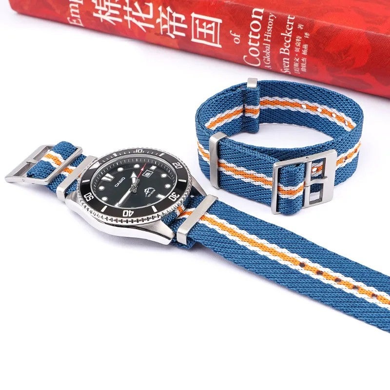 Bluejw Twill Nylon Striped Watch Strap – 18mm 20mm 22mm 24mm One-Piece Single Pass Replacement Fabric Band for Wristwatch - Image 4