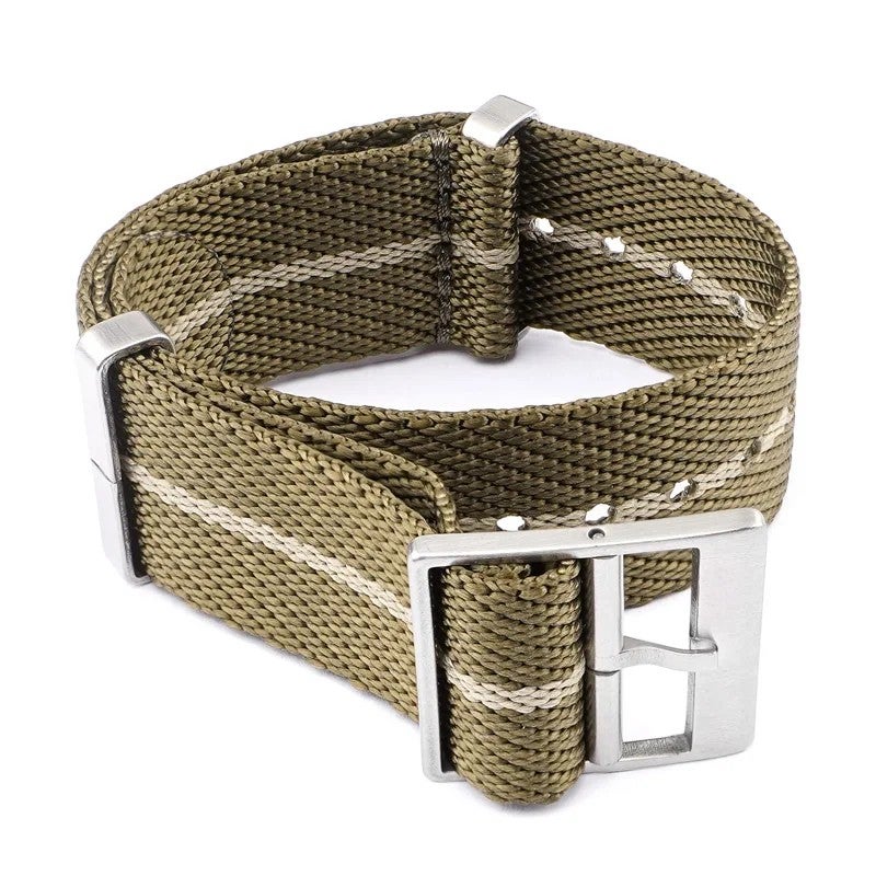 Bluejw Twill Nylon Striped Watch Strap – 18mm 20mm 22mm 24mm One-Piece Single Pass Replacement Fabric Band for Wristwatch - Image 1