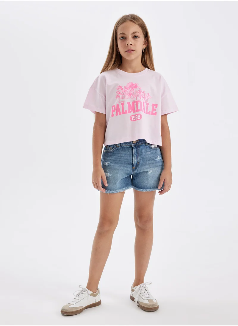 DeFacto Crew Neck Printed Short Sleeve T-Shirt