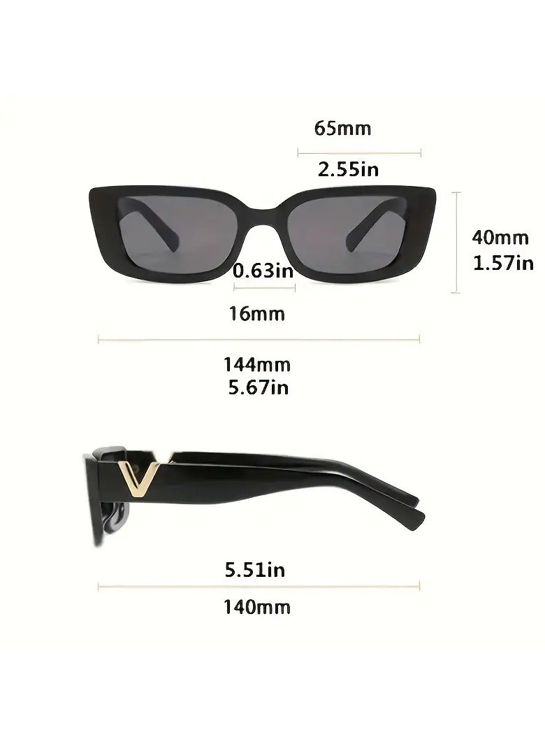POLITE Black Designer V Sunglasses for Women, Anti Glare Sun Shades For Vacation Beach Party - Image 4