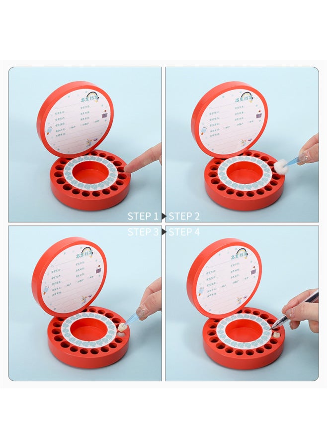 Baby Teeth Commemorative Box Girl's Baby's Teeth Changing Storage Wooden Box Boy's Teeth Dropping Collection Souvenir Gift-Color:Red Teeth Box-Strap Monkey  - Image 4