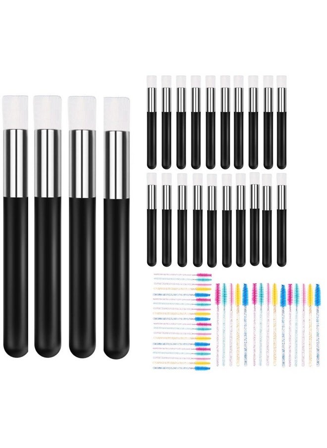 Tegelrying - Eyelash Cleaning Brush30 Pcs Lash Extension Cleanser Shampoo Soft Makeup Brushes For Blackhead Remover Tool Nose Washing With 30 Pieces Mascara Brushes Wandsblack Silver - Image 1